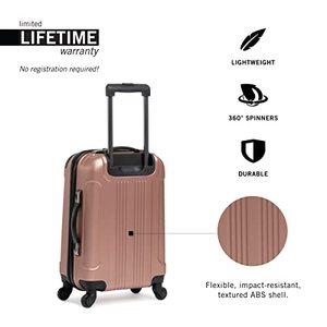 lot 60796 image: KENNETH COLE REACTION Out Of Bounds Luggage Collection Lightweight Durable Hardside 4-Wheel Spinner Travel Suitcase Bags, Rose Gold, 2-Piece Set (20, 24,)