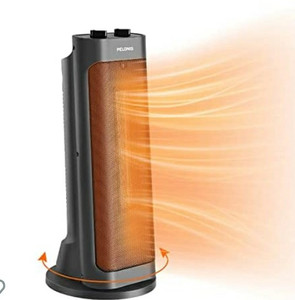 lot 60810 image: PELONIS PTH15A2BGB 1500W Fast Heating Space Heater, Programmable Thermostat, Easy Control, Widespread Oscillation, Over Heating & Tip-over Switch Protection, 7.72 x 7.72 x 17.76 Inches, Gray , Grey