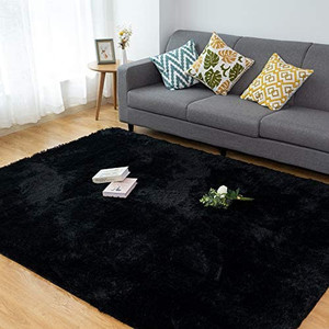 lot 1154 image: CHOSHOME Black 5x8 Area Rug for Living Room, Fluffy Shaggy Area Rug, Faux Fur Rug for Bedroom, Plush Large Area Rug, Fuzzy Rug for Boys Girls Kids Nursery Dorm Room, Machine Washable Furry Rug