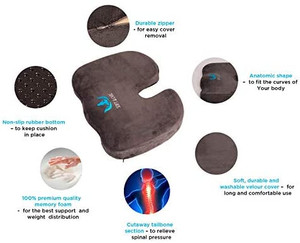 lot 1168 image: Seat Cushion Coccyx Orthopedic Memory Foam and Lumbar Support Pillow