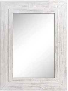 lot 1184 image: Barnyard Designs 24x32 Whitewashed Wood Farmhouse Wall Mirror, Wooden Large Rustic Wall Mirror, Bedroom Mirrors for Wall Decor, Decorative Wood Wall Mirror Living Room or Bathroom Vanity, White