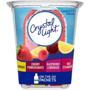 lot 1195 image: Crystal Light Lemonade, Cherry Pomengrate, Raspberry Lemonade & Wild Strawberry Powdered Drink Mix Variety Pack, 44 ct On-the-Go-Packets
