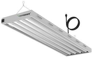 lot 1216 image: T5 Grow Lights 4 ft., T5 Light Fixture Bulbs, 6500K HO Fluorescent Tubes, High-Output T5 Bulbs for Indoor Plants, UL Listed, 4 Bulbs, . Power Cord, 2 Hanging Cables, OnOff varies from stock photo