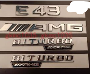 lot 1235 image: 2018 Flat Chrome E43 AMG BITURBO AMG Emblem Badge Sticker for Mercedes Benz