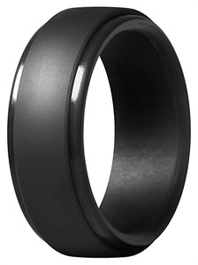 lot 5276 image: Mens Silicone Ring, Step Edge Rubber Wedding Band, 10mm Wide, 2.5mm Thick size 11 4 for 1 money