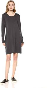 lot 5299 image: Womens Jersey Long-Sleeve Scoop-Neck T-Shirt Dress black looks to be a small