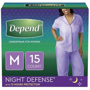 lot 8023 image: Depend Night Defense Incontinence Underwear for Women, Overnight, Medium, Light Pink, 15 Count