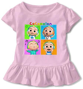 lot 8073 image: BEEPBOOP Coco-Melon Girls Short Sleeve Ruffle Double Ruffle 3D Printing Watermelon Stampa for 4t Toddlers
