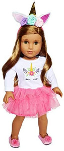 lot 8074 image: My Brittanys Pink Unicorn Outfit for 18 Inch Dolls-Compatible with American 18 Inch Girl Dolls vary from stock photo