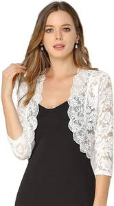 lot 8078 image: Womens Elegant 34 Sleeve Sheer Floral Lace Shrug Top grey size xl vary from stock photo