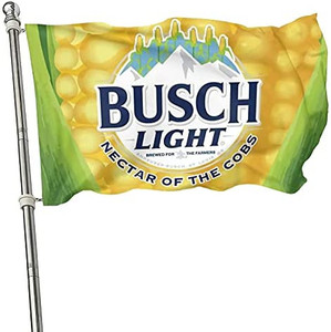 lot 8098 image: Bush Light Flag 3x5 Ft, Funny Duff Beer Flag For Man Cave Guys, Corn Latte Flags Banner With Brass Grommets, Double Printed B-usch Light Neon Sign Matters Dorm College Room Flag With UV Fade Proof
