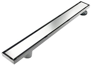 lot 27495 image: Neodrain 24-Inch Offset Linear Shower Drain with Tile insert Grate Cover, Brushed 304 Stainless Steel Rectangle Side Outlet Shower Floor Drain, Adjustable Leveling foot, Hair Strainercatcher