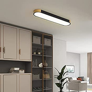 lot 27500 image: Tioolo Dimmable LED Ceiling Lights Modern Acrylic Linear LED Ceiling Lamp 2.3FT Semi Flush Mount Wraparound Shape Lighting Fixture with Remote Control for Kitchen Dining Living Room (24W3000-6500K)