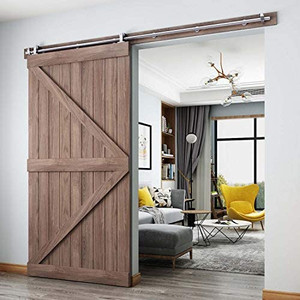 lot 27512 image: EaseLife 6 FT Top Mount Stainless Steel Sliding Barn Door Hardware Track Kit,Modern,Heavy Duty,Anti-Rust,Slide Smoothly Quietly,Easy Install