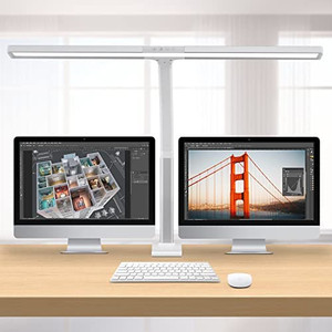 lot 27550 image: Phive LED Task Lamp, 20 Watt Super Bright Desk Lamp with Clamp, Dimmable Gooseneck Monitor Lamp(4 Color Modes, 5-Level Dimmer, Memory Function, Highly Adjustable Office Light  Workbench Lamp) Silver