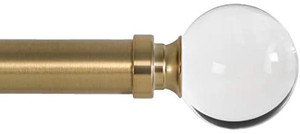 lot 27554 image: Ivilon Drapery Treatment Window Curtain Rod - Acrylic Ball 1 inch Pole. 28 to 48 Inch. Warm Gold
