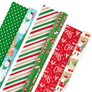 lot 27575 image: Hallmark Reversible Christmas Wrapping Paper Bundle, Candy Canes Pack Of 3, 120