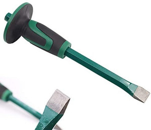 lot 27601 image: Mason Chisel With Hand Guard, 12 inches (30 cm) Heavy Duty Flat End Rock Concrete Mortar Stone Chisel for Demolishing Carving Scaling Breaking Hounding