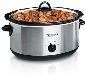 lot 27610 image: Crock-Pot 7-Quart Oval Manual Slow Cooker  Stainless Steel (SCV700-S-BR)