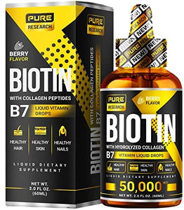 lot 36148 image: Biotin & Collagen Hair Growth Liquid Drops 50,000mcg Supports Strong Nails, Glowing Skin, Healthy Hair Growth. Great Absorption (2Fl Oz)