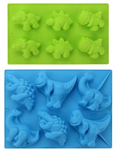 lot 36208 image: Beasea Dinosaur Soap Mold, 2 Pack Jello 3D Silicone Mat Mini Chocolate Cake Fondant Candy Cookie Baking Making Clay Ice DIY Hard Resin Gummy Cube Tray Set Decoration Handmade Craft Bear Shape for Kids, Both are Blue