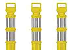 lot 36211 image: Cortina EZ Grab Delineator 45 Post, 4 HIP Collars with Permanent Base, 03-746YABC-3, Yellow, 3 Pack