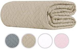 lot 36222 image: Threadmill Twin Size, Soft Beige BlanketCoverlet - Premium & Luxurious Quality, Made from 100% Long Staple Combed Cotton, Jacquard Matelasse Finish Bedspread Comforter for All Seasons, 68x90 inch