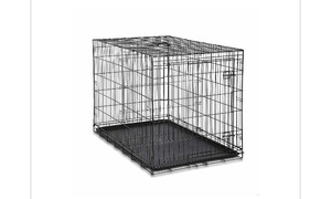 lot 36259 image: Amazon Basics Single Door Folding Metal Dog Crate Kennel 48 x 30 x 32.5 Inches