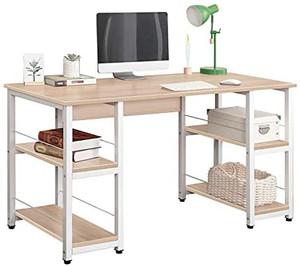 lot 36276 image: Soges Home Office Desk 55 inches Computer Desk, Storage Desk Morden Style with Open Shelves Worksation Desk, Maple DZ012-140-MO