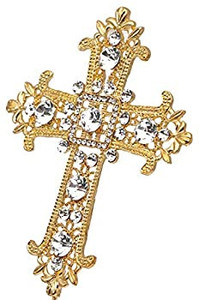 lot 36349 image: Pomeat Cross Rhinestone Crystal Gold Cake Decoration Topper