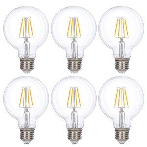 lot 39498 image: Simba Lighting LED Edison G25 Globe 4W 40W Equivalent Light Bulbs 120V E26 Base Dimmable 2700K, 6 Pack