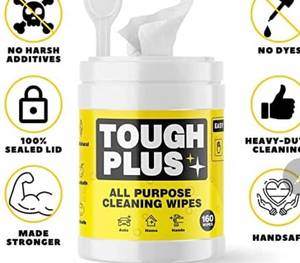 lot 39503 image: Tough Plus Cleaning Wipes - Multi-Purpose Heavy Duty Hands