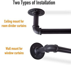 lot 39508 image: Industrial Curtain Rod, 7.5x7.5x83cm Inch, Curtain Rods, Black Curtain Rod, Outdoor Curtain Rod, Rustic Curtain Rod, Room Divider Curtain Rod, Black