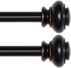 lot 39509 image: Turquoize 2 Pack Window Curtain Rod for Windows 48 to 84 With Classic Urn Window Treatment Hardware, 34 - Inch Diamter Drapery Rod Set - 2 Pack, Black Curtain Rod with Bronze