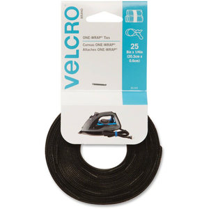 lot 39550 image: VELCRO Brand ONE-WRAP Bundling Strap �� Reusable Fasteners for Keeping Cords and Cables Tidy, 8in x 14in Ties Black 25 ct