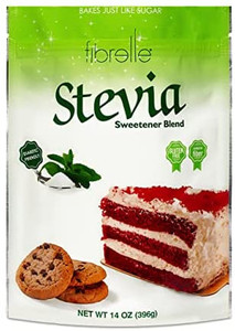 lot 39556 image: Fibrelle Fiber Rich Stevia Sweetener for Baking, 14 oz. Bag best and healthy sugar substitute for cakes, coffee and tea, good for digestion low calorie and diabetic friendly expired in 0122