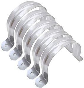 lot 39572 image: 3 Two Hole Stainless Steel U-Tube Clamp, Stainless Steel Pipe Clamp, Tension Clip, Heavy Duty Rigid Pipe Strap Clamp for 3 Water Pipe, 5 Pcs 95mm