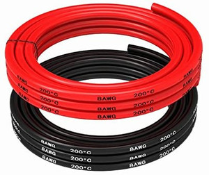 lot 39573 image: 8 AWG Power Cord, Battery Cable 5ft Black & 5ft Red 8 Strands of 1650 Gauge Tinned Copper Wire, Solder Quickly