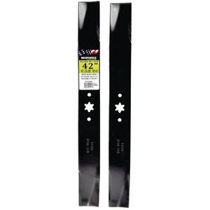 lot 33938 image: MaxPower 2 Blade Set for Many 42 in. Cut MTD, Cub Cadet, Troy-Bilt, Craftsman Mowers Replaces OEM #s 942-04308, 742-04308