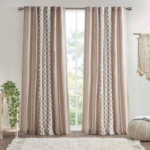 lot 3089 image: INKIVY Imani Cotton Printed Window Panel with Chenille Stripe and Lining - 84 Panel