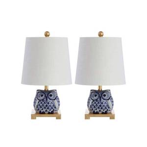 lot 3095 image: Justina 16 Ceramic Table Lamp, BlueWhite, Set of 2 by JONATHAN Y