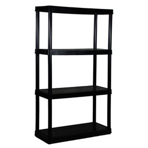 lot 3123 image: Gracious Living - 4 Shelf Tier Medium Resin Indoor and Garage Storage Shelf - Black