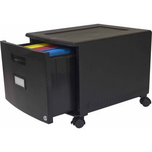 lot 3131 image: Storex Single Drawer Mini File Cabinet With Lock & Casters Legal-Letter files size, Black