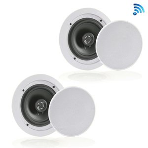 lot 3144 image: Pyle PDICBT652RD - Dual 6.5 Bluetooth Ceiling  Wall Speakers, 2-Way Flush Mount Home Speaker Pair, 200 Watt
