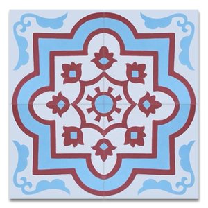 lot 3165 image: Handmade Taza Blue, Red, White Tile, Pack of 12 (Morocco) Retail$91.49