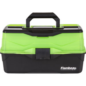 lot 3185 image: Flambeau Outdoors 6383FG 3-Tray Classic Tray Tackle Box, Portable Tackle Organizer, Frost GreenBlack