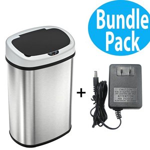 lot 3213 image: SensorCan Automatic Touchless Sensor Kitchen Trash Can with AC Adapter - Stainless Steel Oval Shape