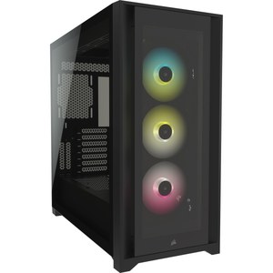 lot 3229 image: CORSAIR - iCUE 5000X ATX RGB Tempered Glass Mid-Tower - Black