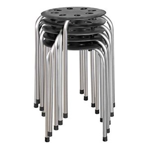 lot 3234 image: Norwood Commercial furniture nor-stools-so plastic stack stools, black & grey, pack of 5