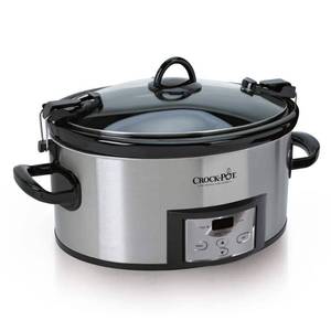 lot 3238 image: Crock-Pot 6 Quart Programmable Cook & Carry Slow Cooker with Digital Timer, Stainless Steel